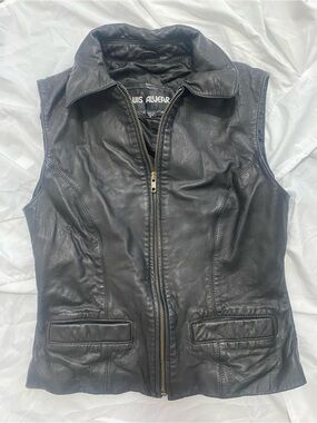 Luis Alvear Black Leather Zip-Front Vest